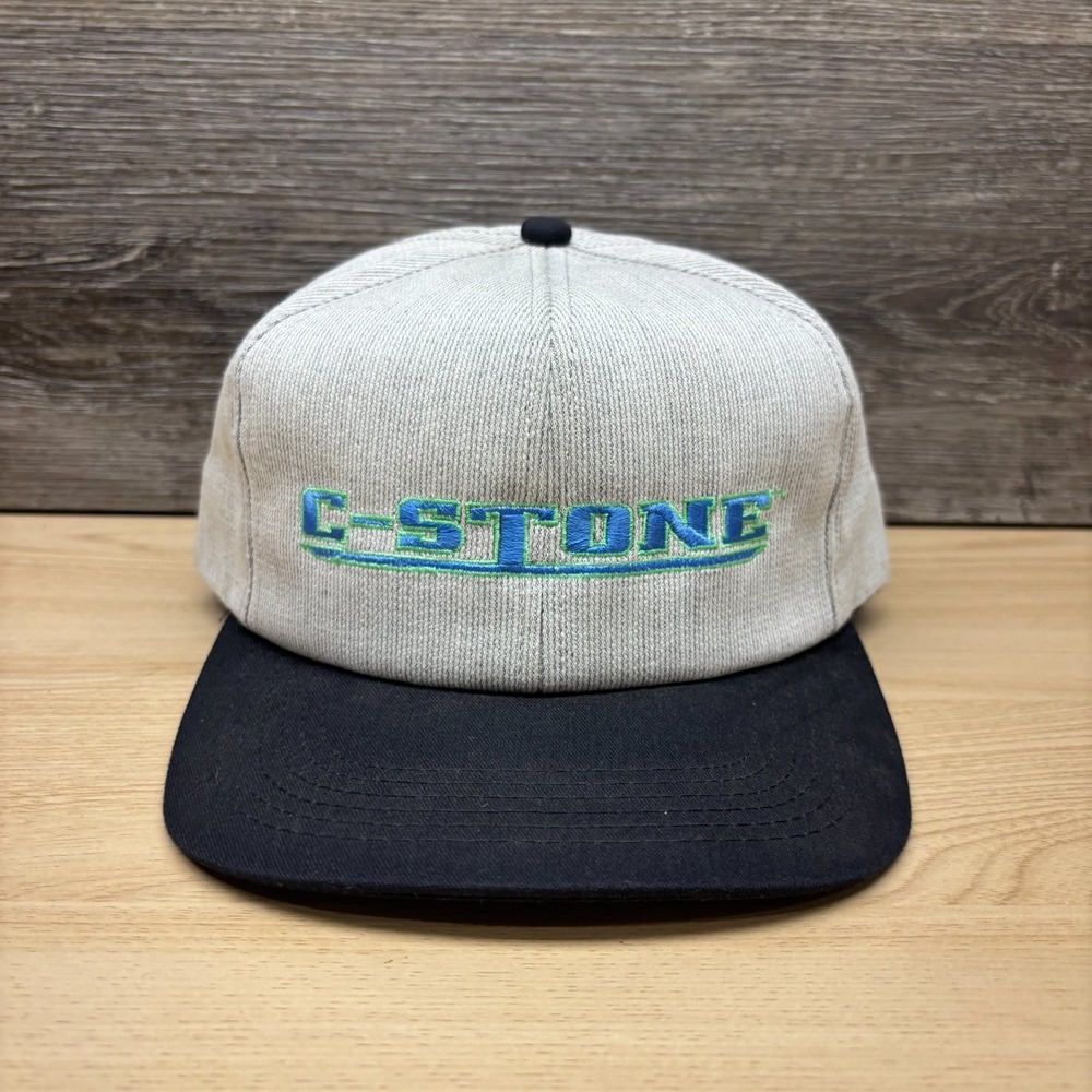 Vintage C-Stone Hat Cap Snap Back Gray Black K-Products Made in USA Promo 90s IA